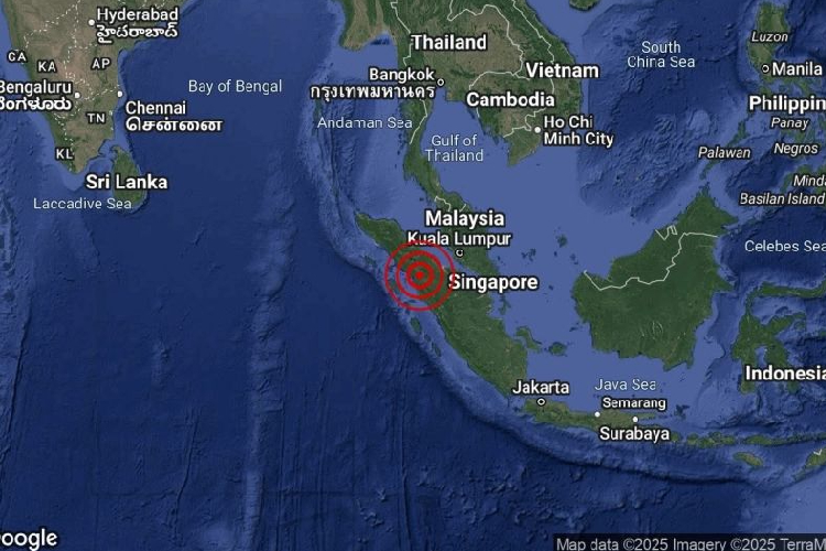 Peta gempa yang dibagikan di Facebook MET Malaysia diakses di Kuala Lumpur, Selasa (18/3/2025). (Facebook MET Malaysia)