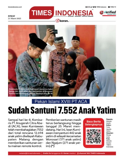 	Edisi Jumat, 21 Maret 2025: E-Koran, Bacaan Positif Masyarakat 5.0
