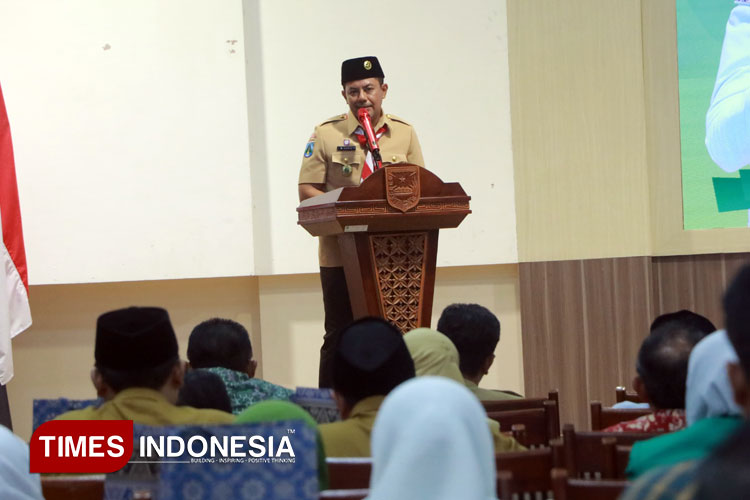 Bupati Gus Haris memberikan sambutan di acara Musrenbang RKPD Kabupaten Probolinggo Tahun 2026. (Foto: Fafa Harowy/TIMES Indonesia)