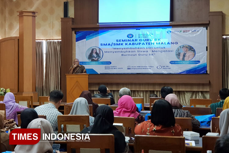 Seminar Menghadapi Burnout Untuk Guru BK di Kabupaten Malang yang digelar Prodi Psikologi Universitas Gajayana Malang, Sabtu (3/5/2025). (Foto: Achmad Fikyansyah/TIMES Indonesia)