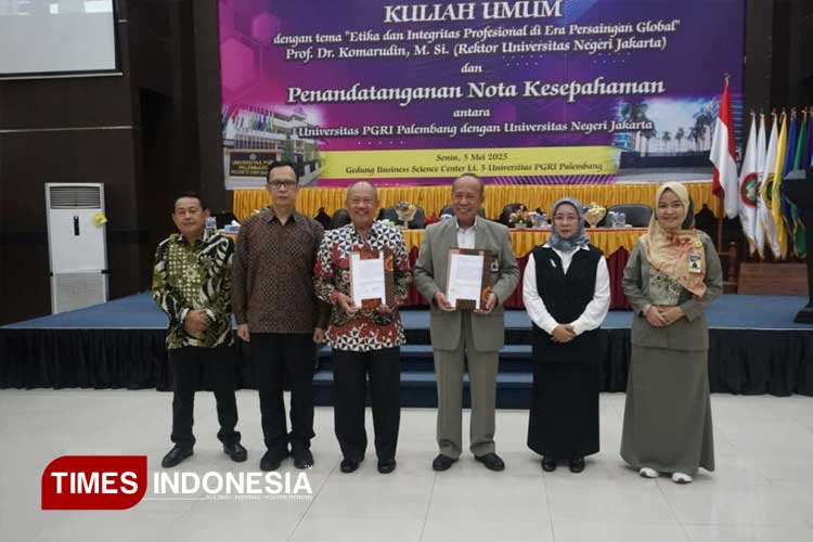 Perkuat Sinergi dan Kolaborasi Antar Perguruan Tinggi, UNJ dan Universitas PGRI Palembang Jalin Kerja Sama Strategis (6/5/25). (FOTO: dok. UNJ)