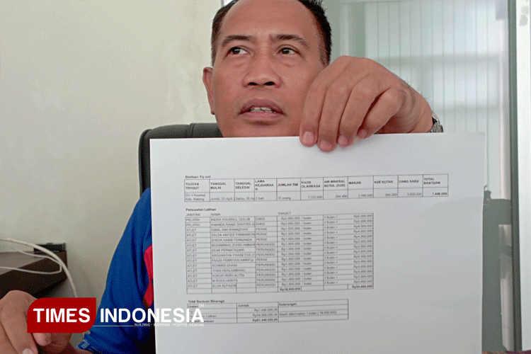 Kepala Dinas Pemuda dan Olahraga Kabupaten Malang, M. Hidayat, di kantornya kemarin. (Foto: Amin/TIMES Indonesia)