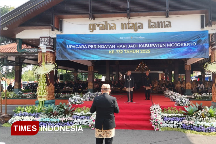 Upacara Hari Jadi Ke-732 Kabupaten Mojokerto di Pendopo Graha Majatama, Pemkab Mojokerto. (FOTO: Dok. TIMES Indonesia)