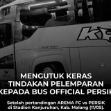 Kaca Bus Tim Persik Kediri Pecah Dilempar Batu saat Tinggalkan Stadion Kanjuruhan