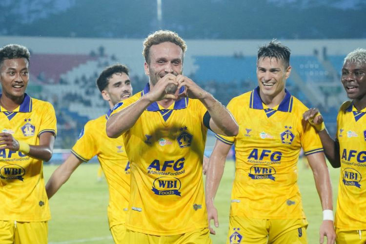 Pemain Persik Ze Valente saat merayakan golnya ke gawang Arema FC (Foto: Persik Kediri for TIMES Indonesia)