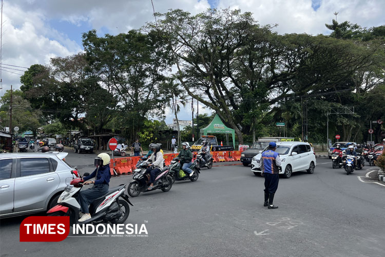 Penerapan rekayasa lalin di Jalan Kahuripan, Kota Malang. (Foto: Rizky Kurniawan Pratama/TIMES Indonesia)