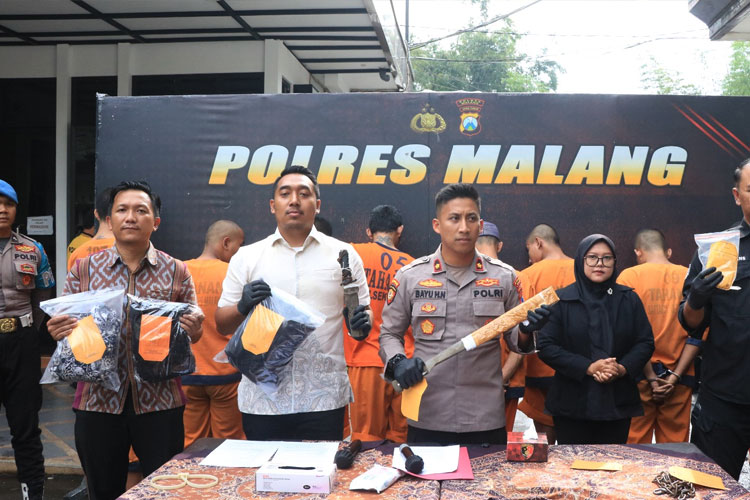 Operasi Pekat, 36 Tersangka Premanisme dan Kekerasan Diringkus Polres Malang