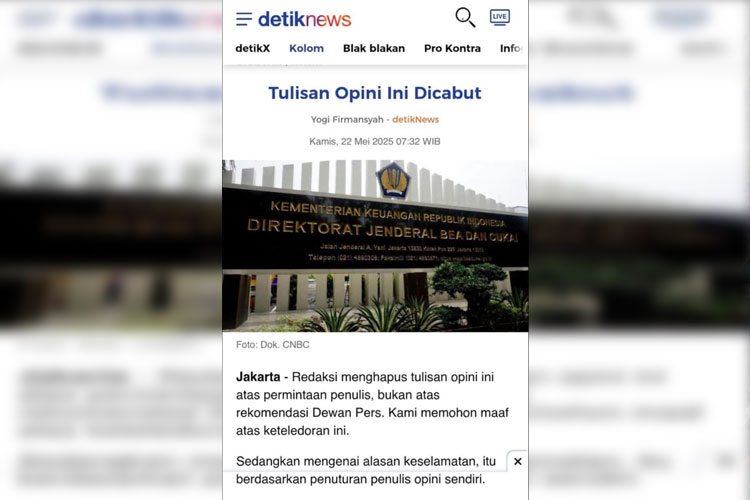 Penulis Opini di Detik.com Mengaku Diteror, Dewan Pers: Hormati Ruang Demokrasi dan Lindungi Suara Kritis dari Warga