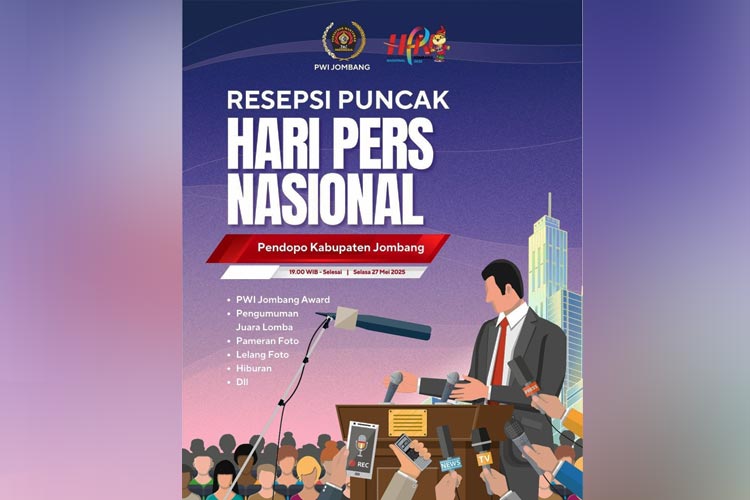 Pamflet Puncak HPN 2025 PWI Jombang. (FOTO: Dok. PWI Jombang)