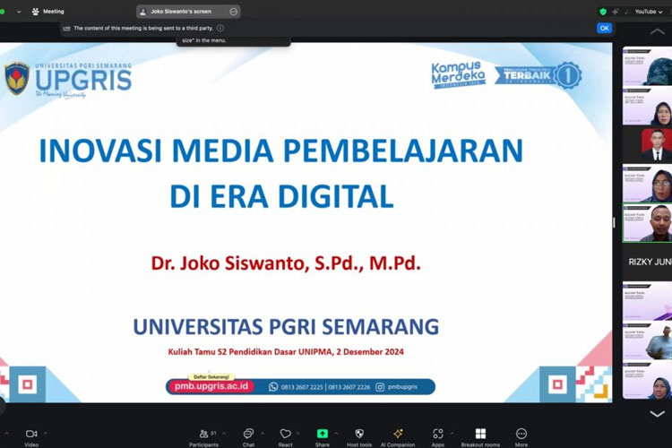 Narasumber Dr. Joko Siswanto, M.Pd menjelaskan materi kuliah tamu. (Foto: Humas UNIPMA for TIMES Indonesia)