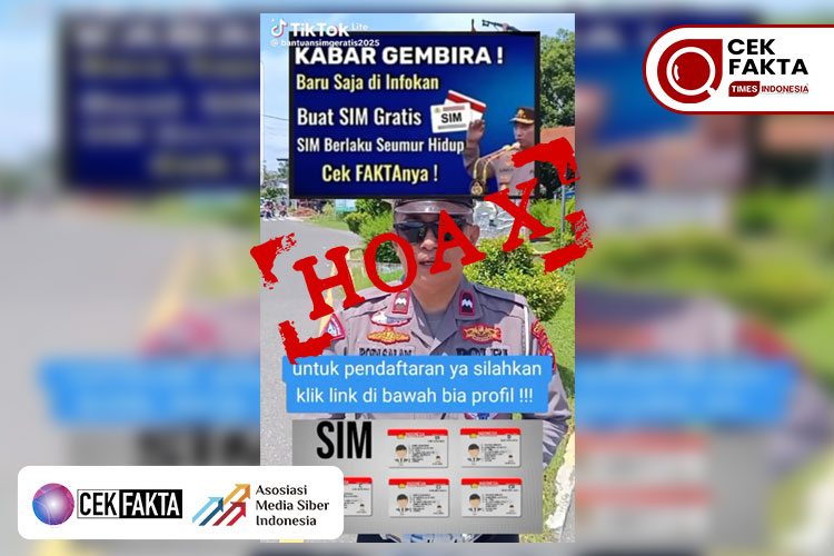Tangkapan layar video yang beredar di akun media sosial tiktok narasi tentang Polri memberikan SIM gratis yang berlaku seumur hidup.