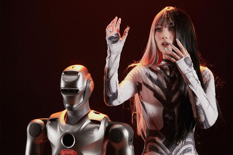 Kala Melisa Novianti joget dengan robot di China. (FOTO: Melisa for TIMES Indonesia)
