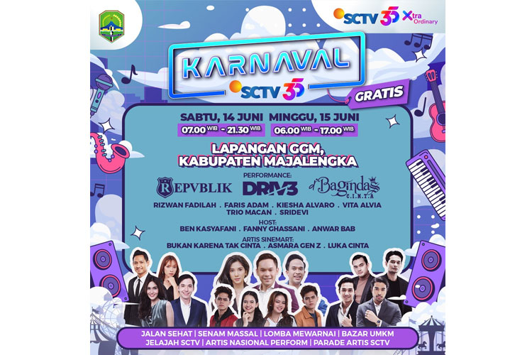 Karnaval SCTV Menyapa Majalengka, Hadirkan Musisi Ternama dan Artis Sinetron Tanah Air