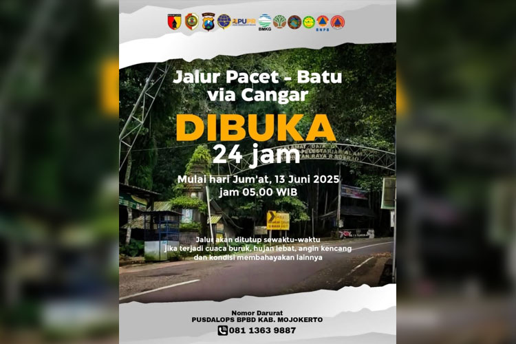 Jalur Pacet-Cangar kembali dibuka 24 jam mulai Jumat (13/6/2025). (FOTO: Dok. Humas Pemprov Jatim)