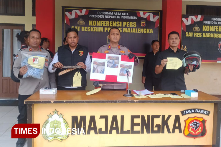 Polres Majalengka menggelar konferensi pers tindak pidana Curas. (FOTO: Jaja Sumarja/TIMES Indonesia)