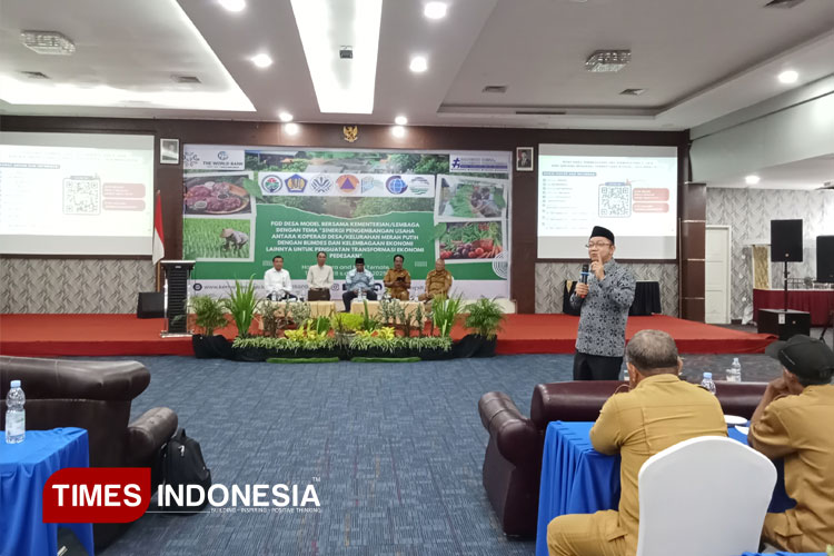 Sekretaris Jenderal Kemendes PDTT, Dr. Taufik Madjid, S.Sos.,saat menyampaikan apresiasi kemajuan BUMDES di Maluku Utara. (FOTO: Haerun Hamid Times-Indonesia).