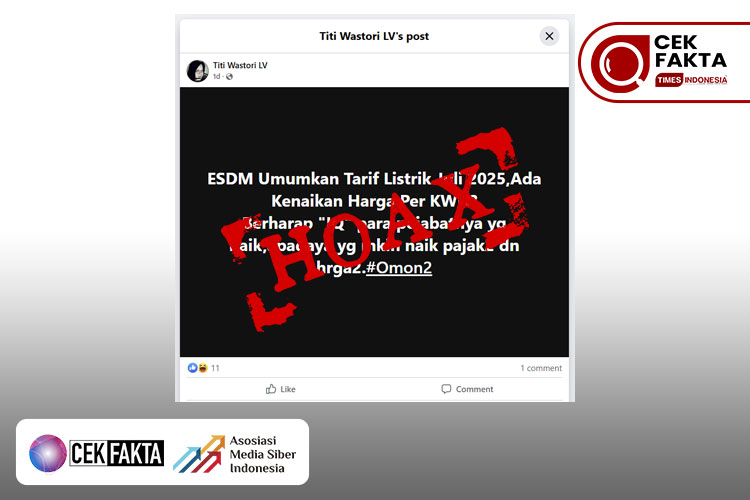 CEK FAKTA: Hoaks! Tarif Listrik Naik Secara Nasional Mulai Juli 2025