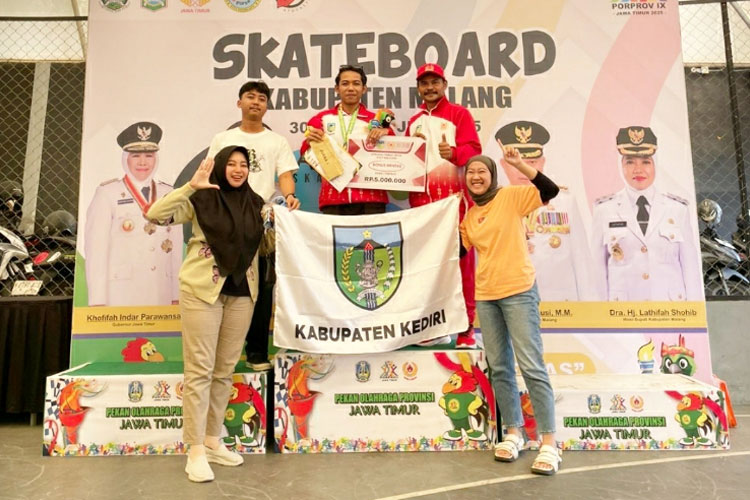 Raihan Medali Bertambah, Skateboard Kabupaten Kediri Bawa Pulang Medali Emas Porprov Jatim 2025
