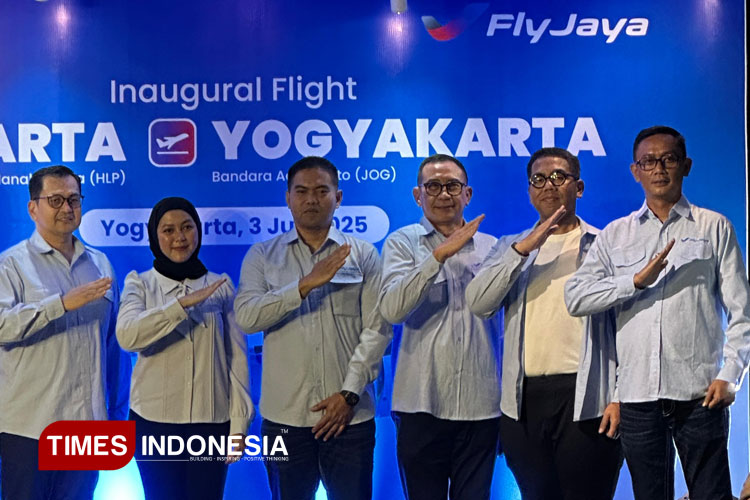 Suasana lauching maskapai FlyJaya di Bandara Adisutjipto Yogyakarta, Kamis (3/7/2025). (FOTO: A Riyadi/TIMES Indonesia)