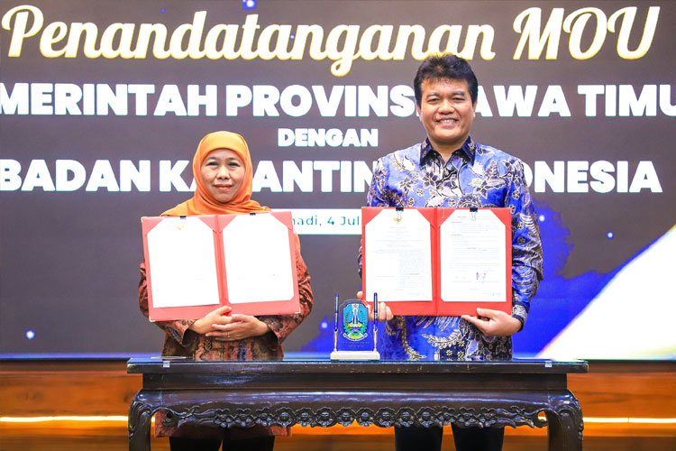 Gubernur Jatim Khofifah Tandatangani MoU Pendirian Pusat Instalasi Karantina Terpadu