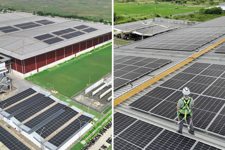 Mowilex memasang solar panel di atas gedung pabrik dan parkiran kendaraan, di Pabrik Cikande, Banten. (FOTO: dok. Mowilex)