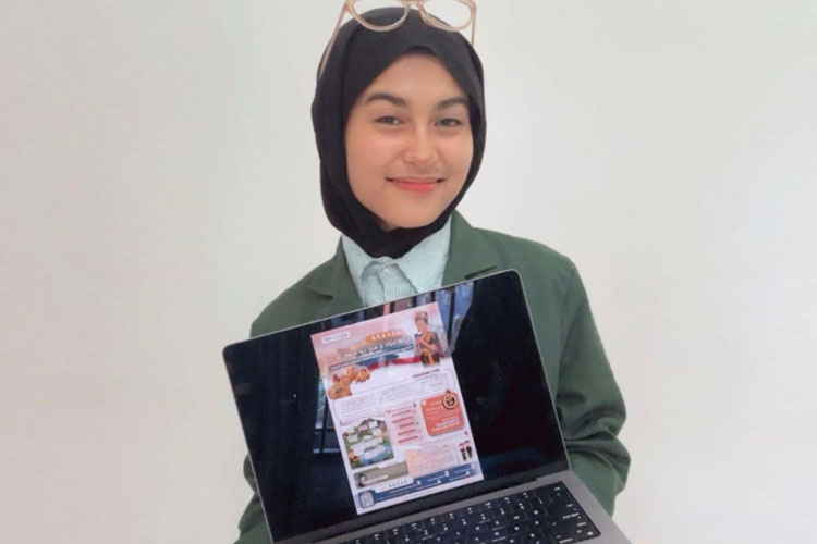 Rindu Sefira, mahasiswi Program Studi Pendidikan Ekonomi, sukses meraih Juara 3 Nasional pada kategori Lomba Poster Tingkat Nasional.(FOTO: Humas Universitas Hamzanwadi)
