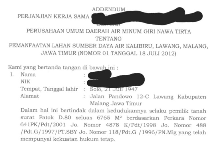 Naskah Adendum perjanjian kerjasama.