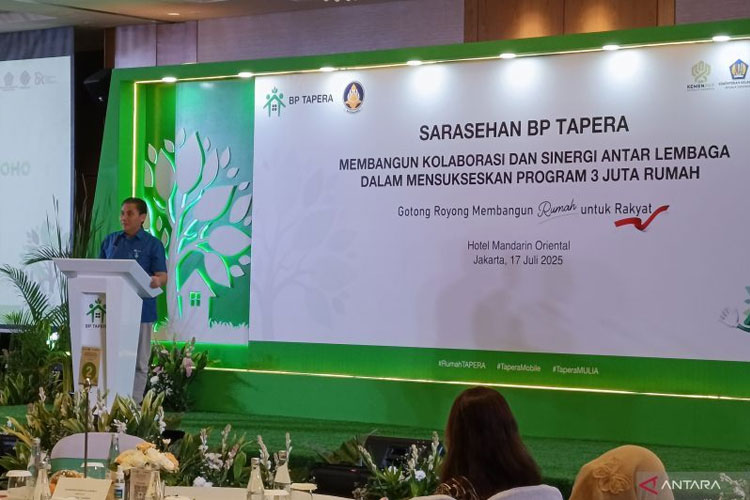 Komisioner BP Tapera Heru Pudyo Nugroho dalam acara sarasehan BP Tapera di Jakarta, Kamis (17/7/2025). (Foto: Antara/Muzdaffar Fauzan)