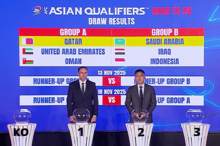 Timnas Indonesia tergabung di Grup B bersama dua kekuatan tradisional Asia: Arab Saudi dan Irak pada babak keempat kualifikasi Piala Dunia 2026 zona Asia.