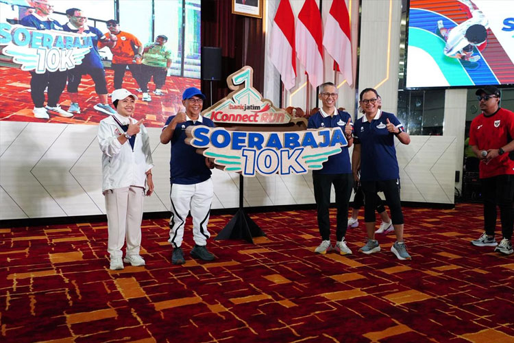 Peluncuran logo Bank Jatim JConnect Run Soerabaja 10K 2025. Event fun run ini akan digelar pada Minggu, 28 September 2025. (FOTOL Dok.Humas Bank Jatim)