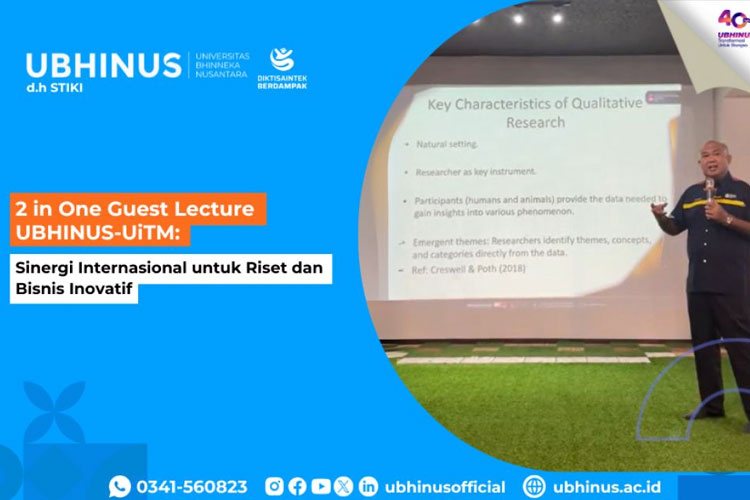 Kegiatan 2 in One Guest Lecture Program yang diselenggarakan Universitas Bhinneka Nusantara (UBHINUS) Malang bekerja sama dengan Universiti Teknologi MARA (UiTM) Malaysia, Rabu (16/7/2025). (Foto: UBHINUS Malang)