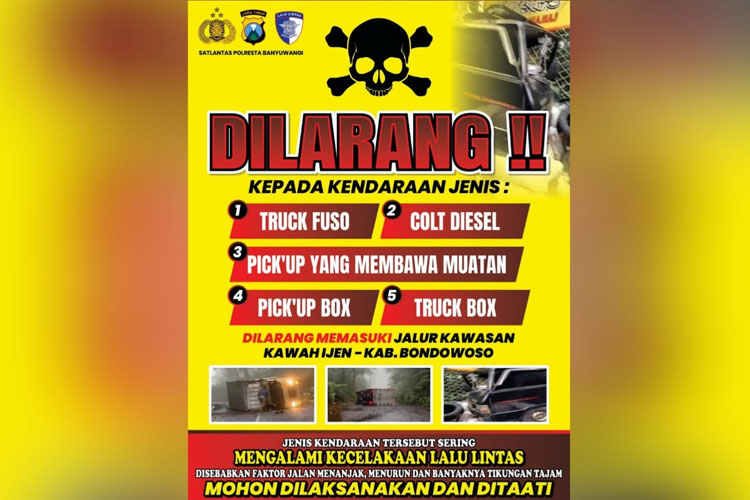 Demi Keselamatan, Kendaraan Ini Dilarang Lewat Jalur Alternatif Bondowoso-Kawah Ijen-Banyuwangi