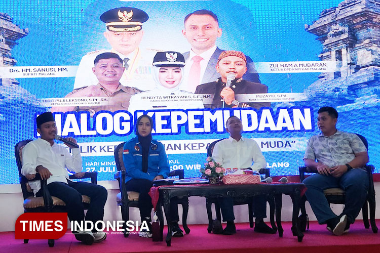 Forum diskusi dalam acara Dialog Kepemudaan dalam rangka Harlah KNPI, di Pendopo Kantor Bupati Malang, di Kepanjen, Kabupaten Malang, Minggu (27/7/2025). (Foto: Amin/TIMES Indonesia)