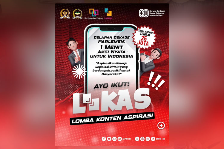 DPR RI gelar lomba konten aspirasi berhadiah puluhan juta rupiah. (FOTO: Instagram @dpr_ri)
