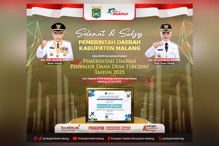 Komitmen Pembangunan di Desa, Pemkab Malang Peroleh Penghargaan Penyaluran Dana Desa Tercepat 2025