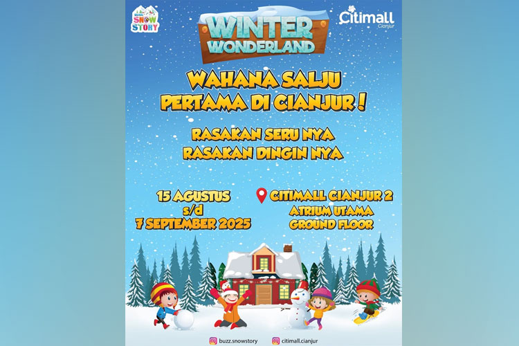Tak Perlu Jauh ke Eropa, Main Salju Cukup di Wahana Winter Wonderland Cianjur