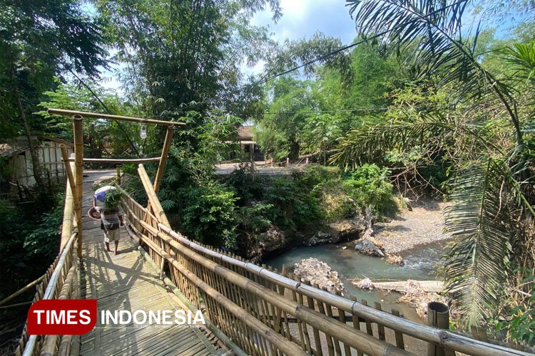 Jembatan Bambu hasi swadaya masyarakat di Desa Jumpong Kabupaten Bondowoso (FOTO: Moh Bahri/TIMES Indonesia)