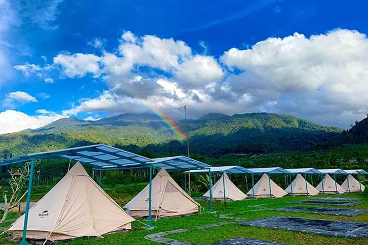 Camping ground Bermi Eco Park dengan latar belakang Gunung Argopuro (Foto: Pemdes Krucil)