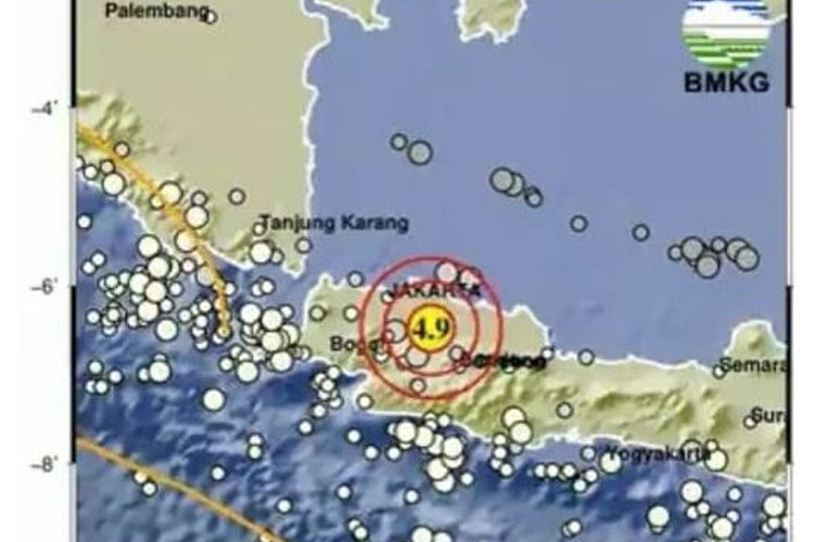 Gempa Magnitudo 4,9 yang mengguncang Jakarta dan Sekitarnya. (FOTO: BMKG)