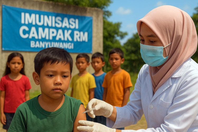 Ilustrasi imunisasi campak RM. (Foto : Image AI)