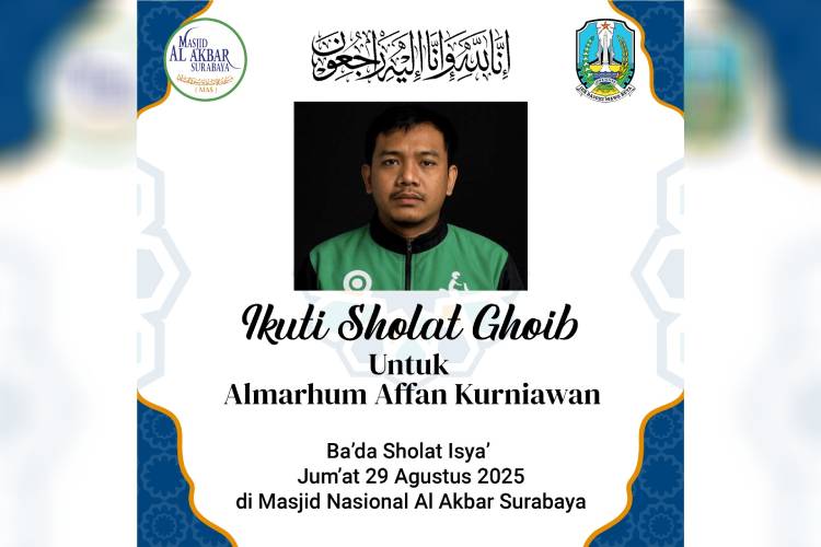 Pemprov Jatim menggelar salat ghaib untuk almarhum Affan Kurniawan. (Foto: Dok.Humas Pemprov Jatim)