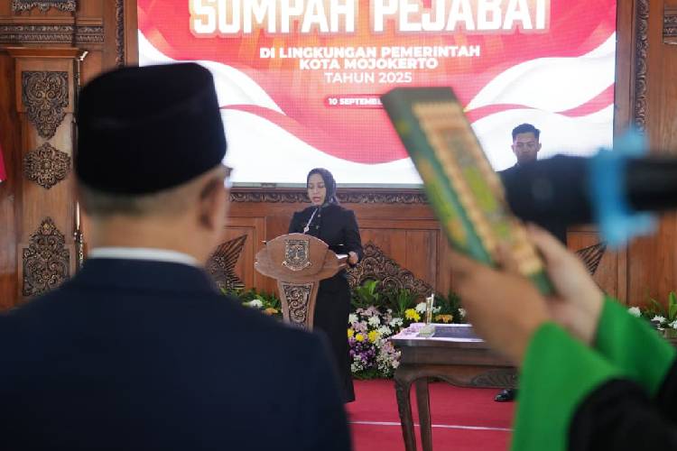Pelantikan dan pengambilan sumpah janji Organisasi Perangkat Daerah, BPBD Kota Mojokerto, Rabu (10/9/2025) (Dok. TIMES Indonesia)