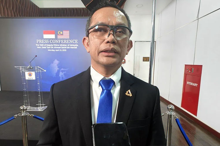 Kepala Pusat Data, Informasi, dan Komunikasi Kebencanaan BNPB Abdul Muhari. (FOTO: ANTARA/M Riezko Bima Elko Prasetyo)