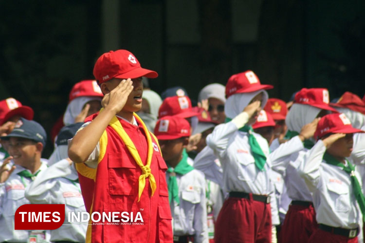 Peserta Jumbara PMR tingkat Mula (SD/MI) di SMAN 1 Purwareja Klampok, Banjarnegara. (FOTO: Humas PMI for TIMES Indonesia)