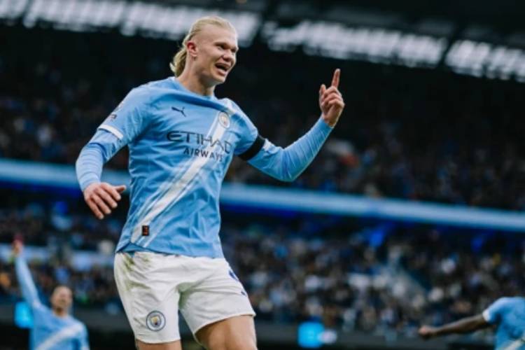 Dua gol dari Erling Halland memastikan kemenangan 3-0 City atas Manchester United. (Foto: Manchester City)