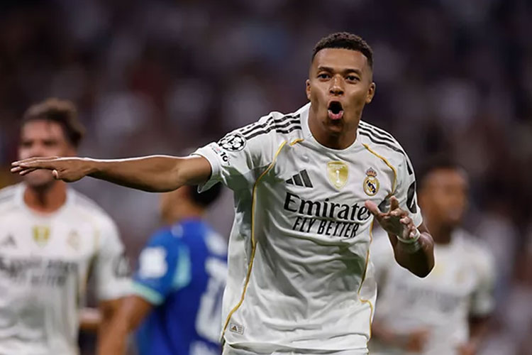 Kylian Mbappe menjadi pahlawan kemenangan Real Madrid dengan mencetak dua gol ke gawang Marseille di laga pembuka Liga Champions. (Foto: Real Madrid)