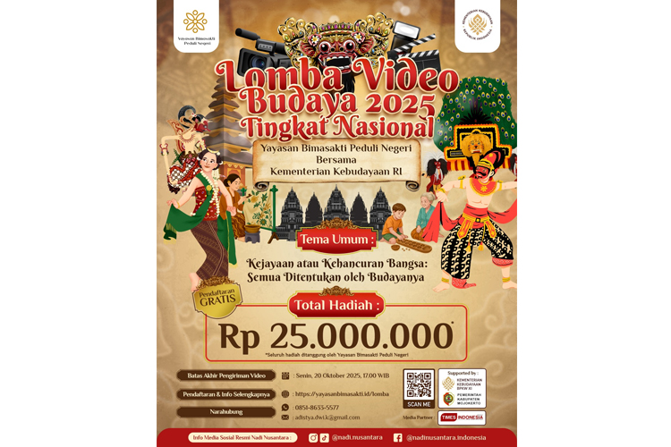 Pamflet Lomba Video Budaya yang digelar oleh Yayasan Bimasakti Peduli Negeri, Pacet, Kabupaten Mojokerto. (Dok. TIMES Indonesia)