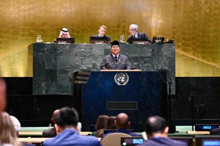 Presiden Prabowo di ruang sidang Majelis Umum PBB di New York. (Foto: Biro Setpres RI)