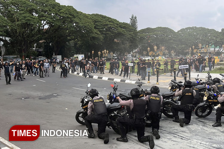 Suasana gladi Sispamkota oleh jajaran Polresta Malang Kota. (Foto: Rizky Kurniawan Pratama/TIMES Indonesia)
