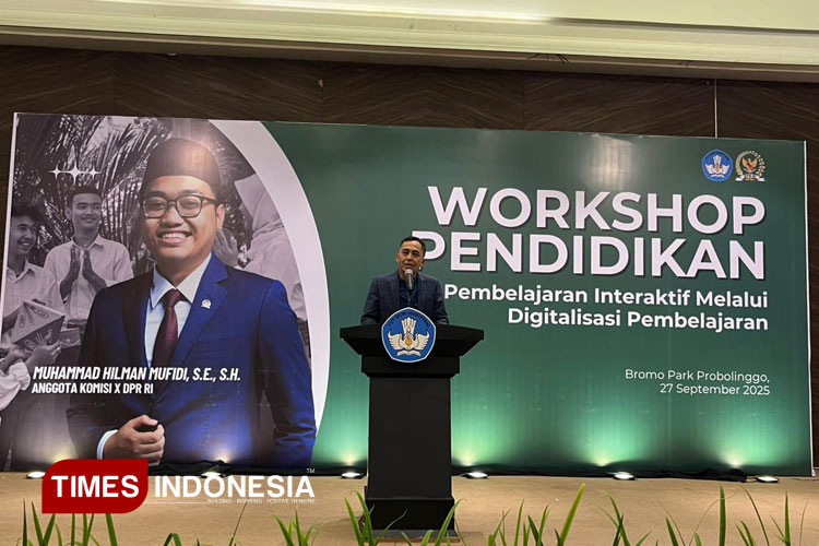 Kepala Disdikdaya Kabupaten Probolinggo, Dwijoko Nurjayadi di acara Workshop Pendidikan di Hotel Bromo View (Foto: Iqbal/TIMES Indonesia)
